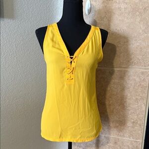 Express Yellow Lace-Up Tank Top